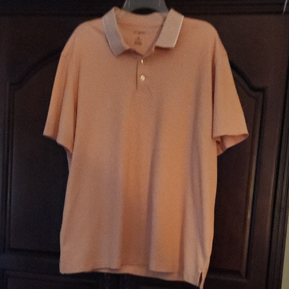Van Heusen Men's Polo Shirt in Light Orange and White